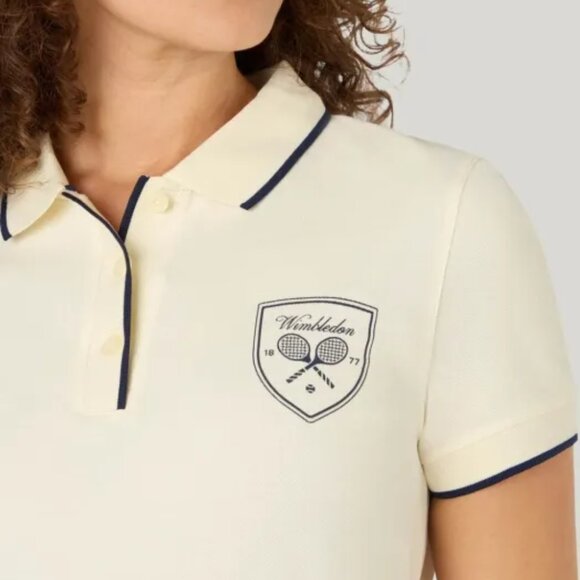 Wimbledon | Cream & green tennis crest polo t-shirt | Size XS - Picture 1 of 6